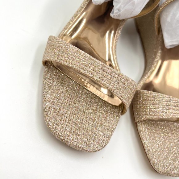 Badgley Mischka Size 6.5 Kaelyn Pale Gold‎ Jeweled Wedges Dress Sandals Shoes - Picture 4 of 12